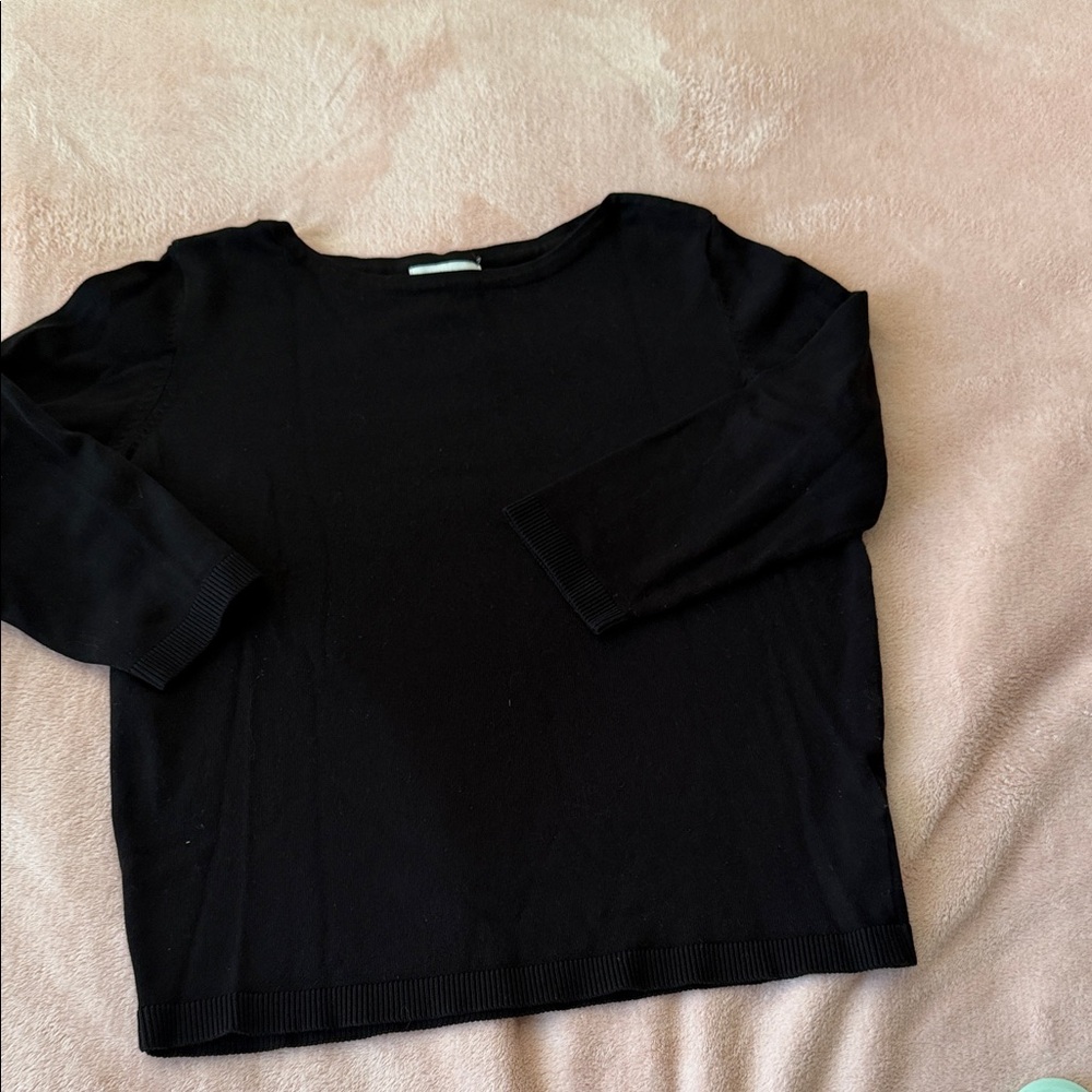 H&M Basic Black Crew Neck Knit 3/4 sleeve Sweater